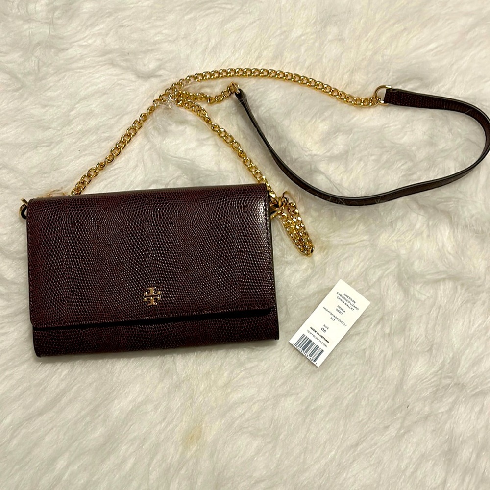 Tory Burch Emerson Embossed Lizard Chain Wallet